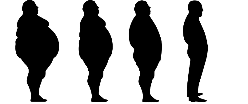 silhouette profile of obese body