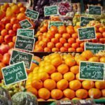 Oranges on display at fruit market