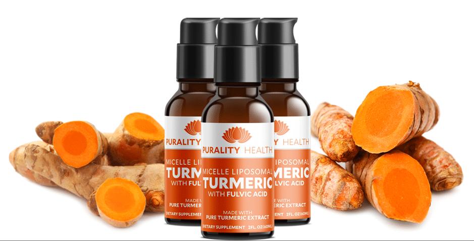 purality turmeric bottle with turmeric root
